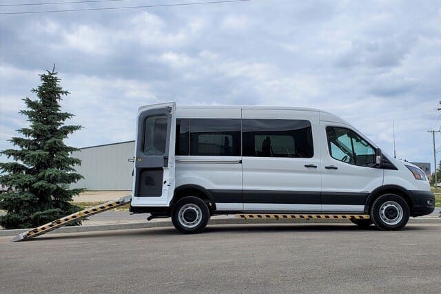 rear ramp ford transit mobility van converted movemobility