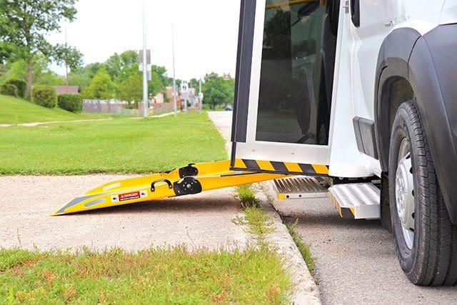 BraunAbility RA300 ramp installed in mobility van