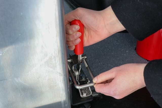 How to latch the ramp to secure ramp in place in wheelchair van.
