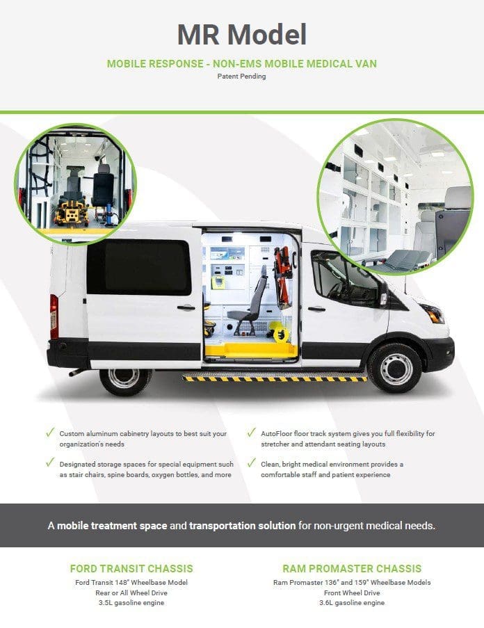 La première page de la brochure du fourgon d'intervention mobile (modèle MR).